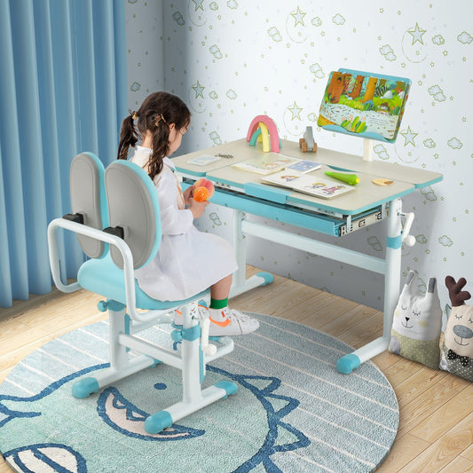 Height-Adjustable Kids Desk with Tilt Desktop and Book Stand - Tampa Home & Garden Store