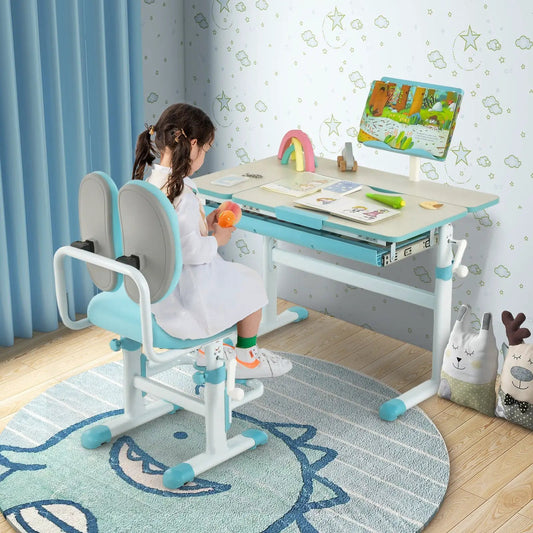 Height-Adjustable Kids Desk With Tilt Desktop by DirectDeals, turquoise frame on Tampa Home & Garden Store