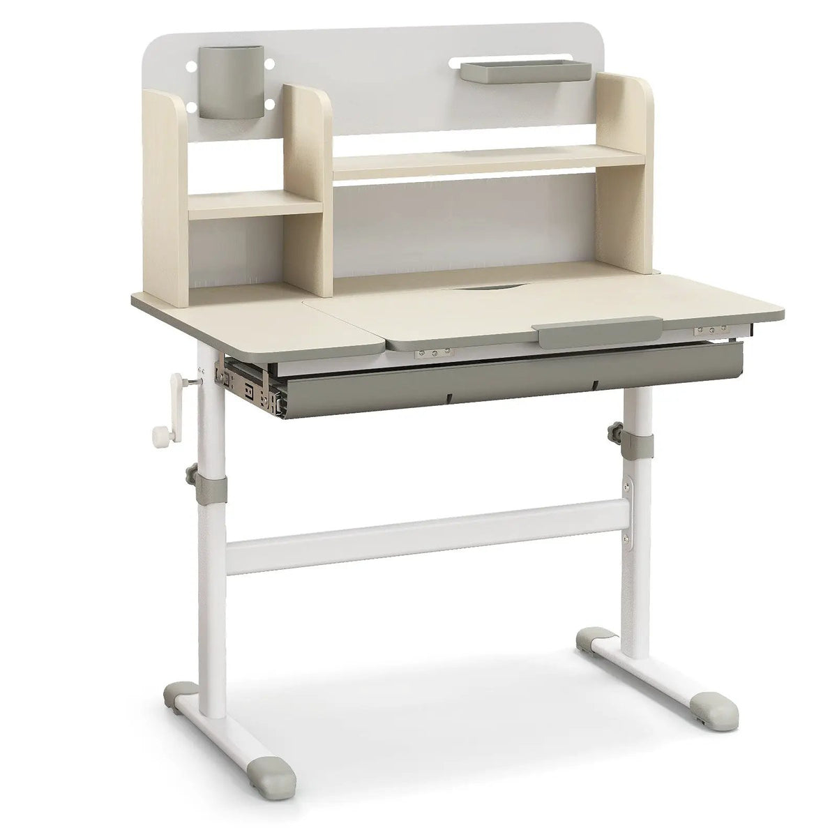 Height adjustable kids desk with tilt for ages 3–12, DirectDeals, cream with shelves on Tampa Home & Garden Store