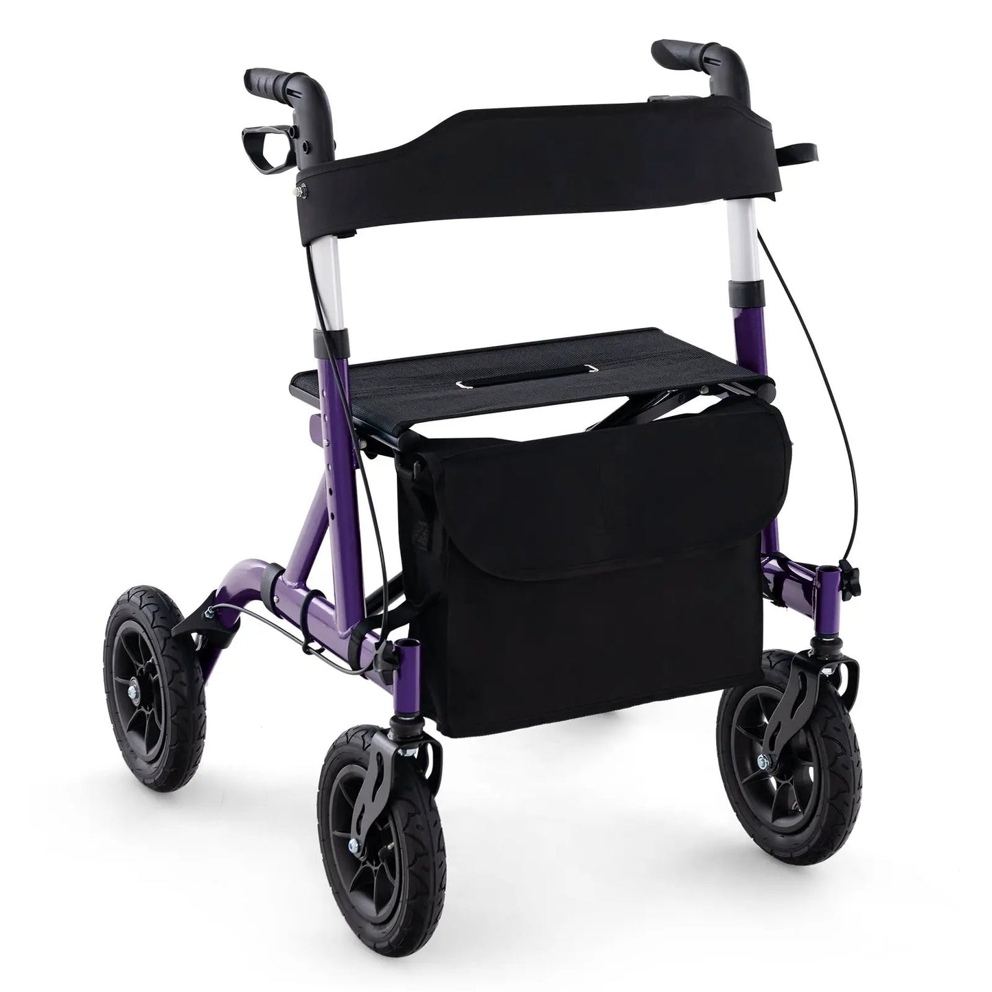 Height adjustable rollator walker DirectDeals with purple frame and black seat on Tampa Home & Garden Store