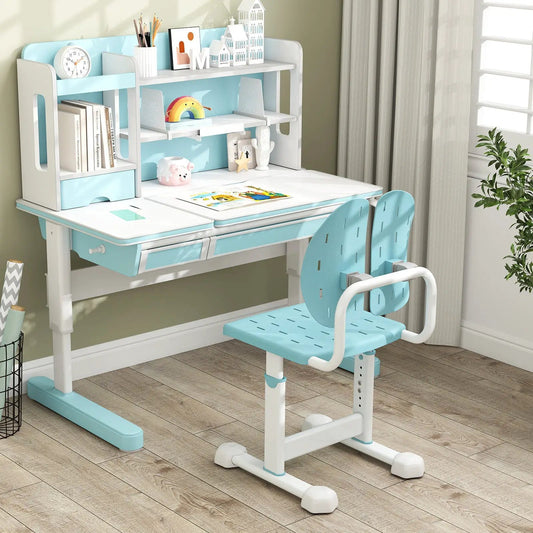 Height Adjustable Kids Chair with Back Support in blue and white for DirectDeals on Tampa Home & Garden Store