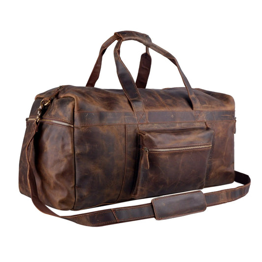 Henderson Buffalo Leather Travel Duffel by Classy Leather Bags, distressed brown leather on Tampa Home & Garden Store