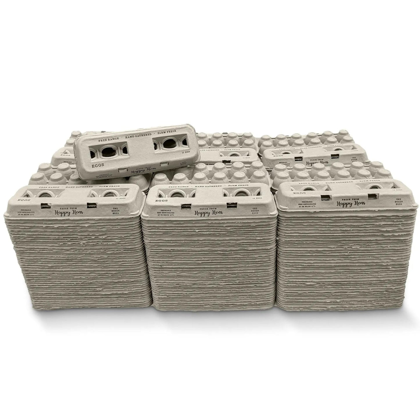 Henlay blank egg cartons stacked, cardboard 12-egg cartons for farm name stamps on Tampa Home & Garden Store