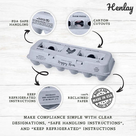 Henlay Local Egg Cartons gray recycled carton with printed vintage design and farm logo on Tampa Home & Garden Store