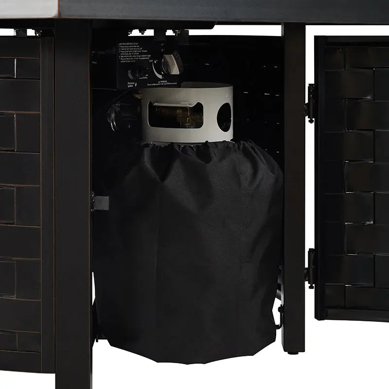 Henley 40" Round Aluminum Basketweave Convertible Gas Fire Pit Table - Tampa Home & Garden Store