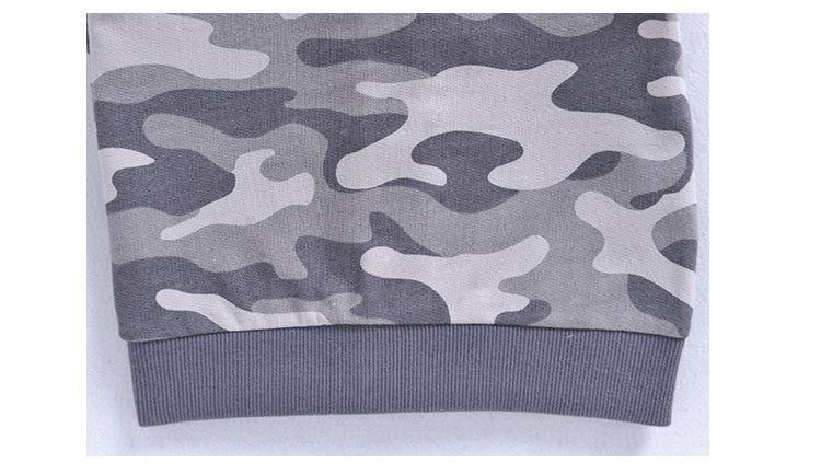 Stevvex newborn hoodie in gray camouflage knit with ribbed hem cotton sweater on Tampa Home & Garden Store
