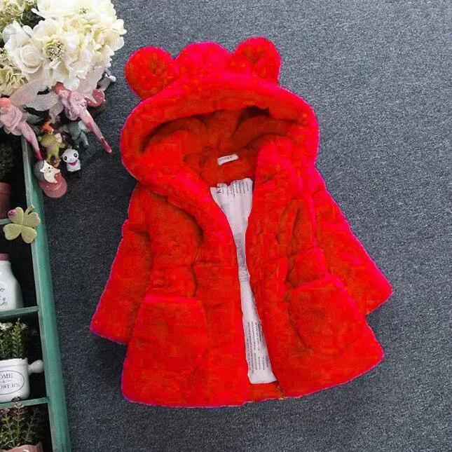 Baby Girl Hooded Zip Jacket Warm Plush Fleece