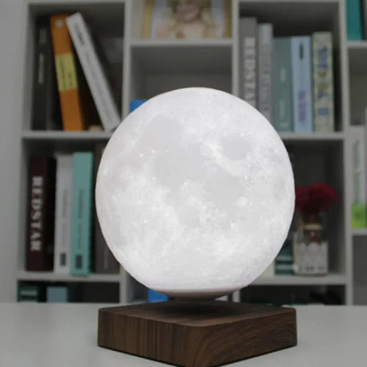 Moon lamp levitating 3D moon night light on wooden base with soft white glow on Tampa Home & Garden Store