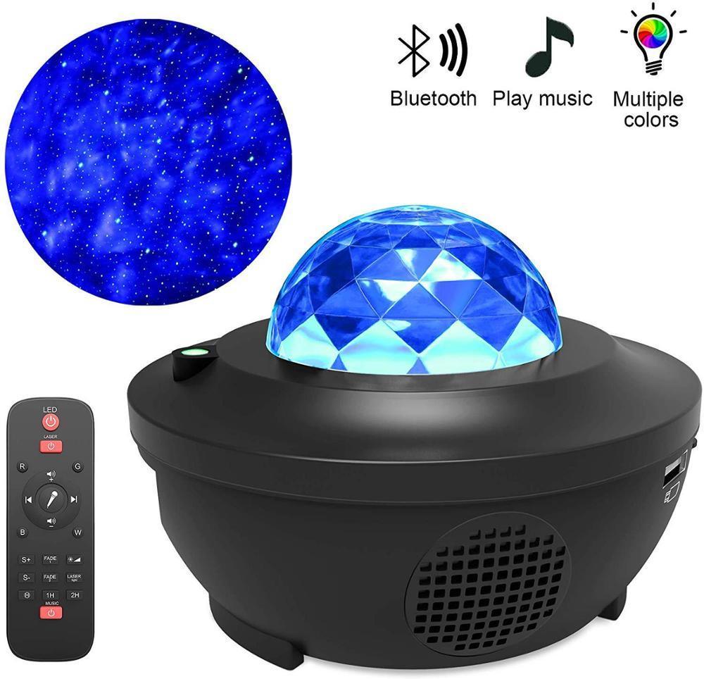 Stevvex LED Cloud night light projector with Bluetooth speaker, blue dome remote on Tampa Home & Garden Store