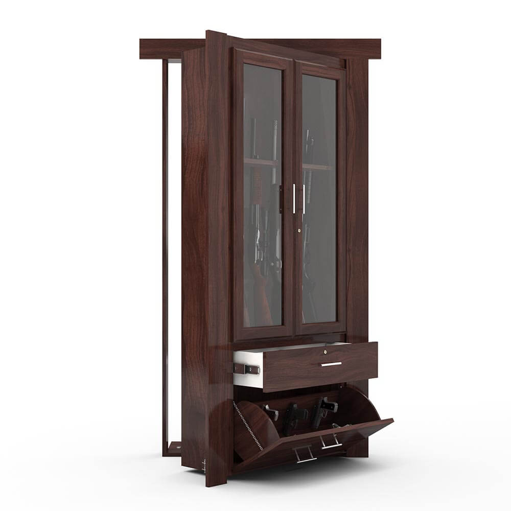 Hidden Flush Mount Walnut Gun Cabinet Door - Tampa Home & Garden Store