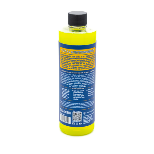 High Octane Extreme Ceramic Wash & Wax bottle, yellow liquid, blue label Socar Chemical on Tampa Home & Garden Store