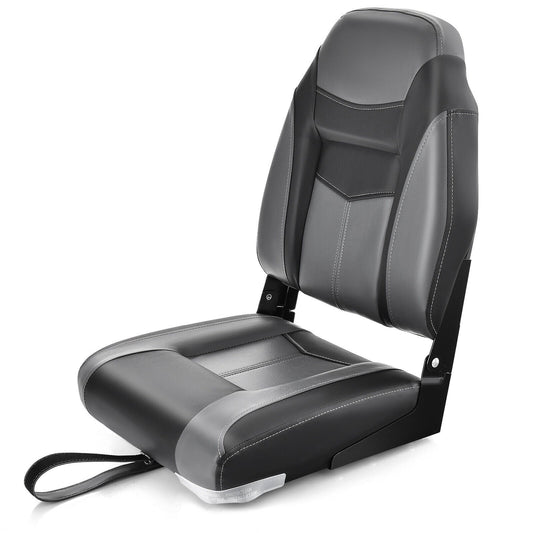 High Back Folding Boat Seats with Black Grey Sponge Cushion and Flexible Hinges - Tampa Home & Garden Store
