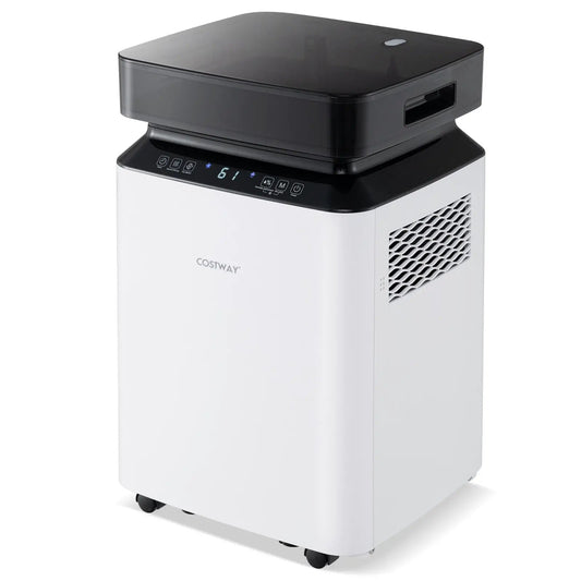 Costway 6000 sq ft dehumidifier white with black control panel digital display caster wheels on Tampa Home & Garden Store