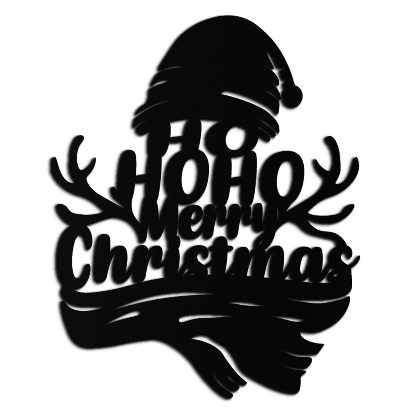 Ho Ho Ho Merry Christmas metal wall art Enova Art, black modern design 1.5mm thick on Tampa Home & Garden Store