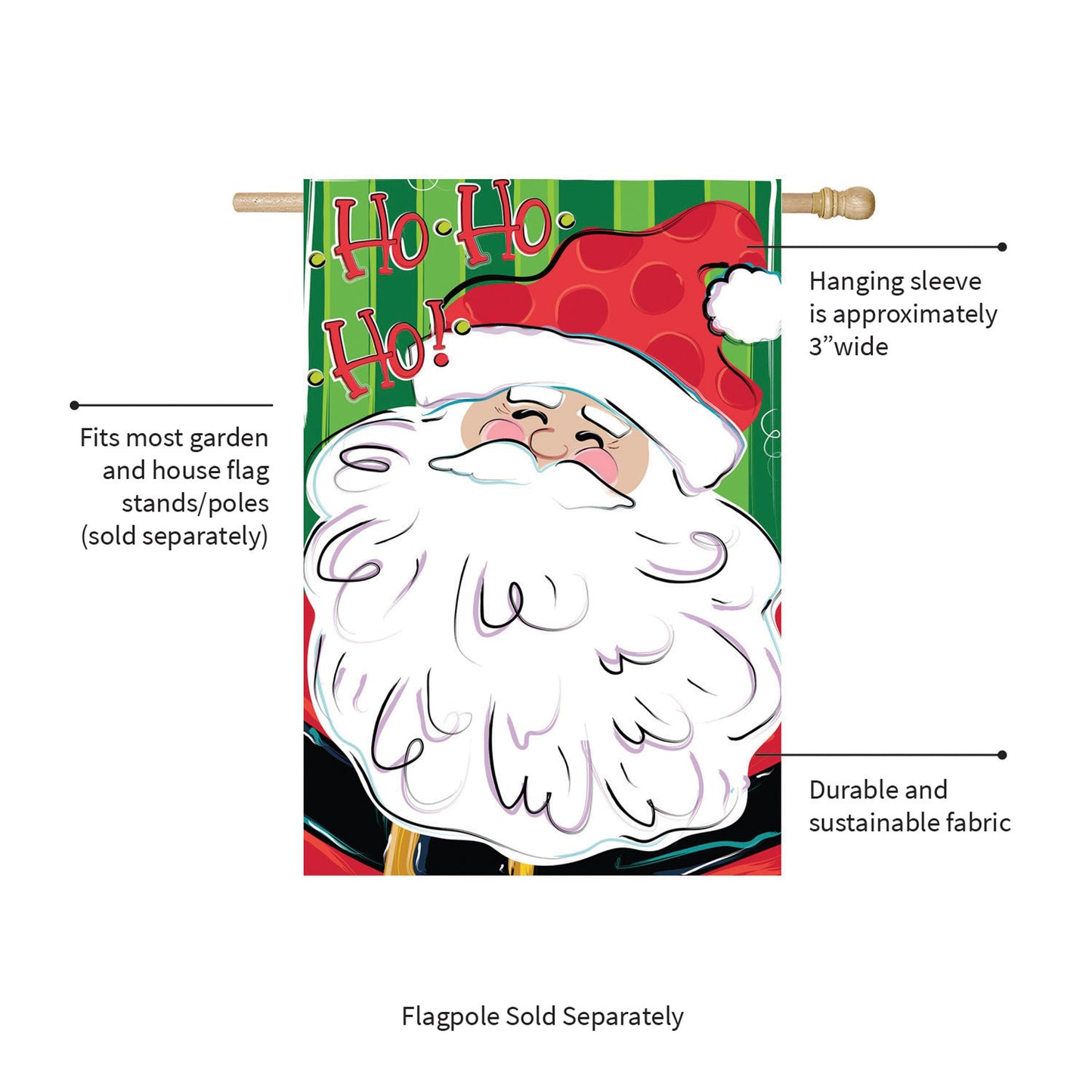 Ho Ho Ho Santa Applique House Flag - Tampa Home & Garden Store
