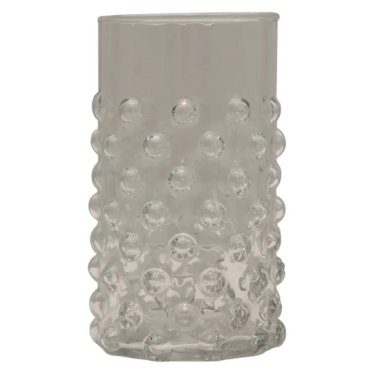 Handblown Hobnail Clear 12oz Drinking Glass by White Cliff Studio, clear hobnail tumbler on Tampa Home & Garden Store