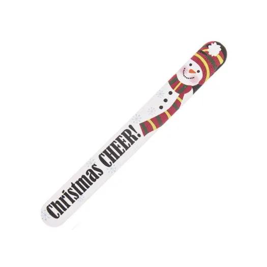 Holiday Nail File with Christmas Cheer snowman design white emery board on Tampa Home & Garden Store