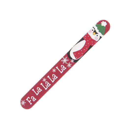 Foamboard nail file featuring Fa La La La La text and Santa on red background on Tampa Home & Garden Store