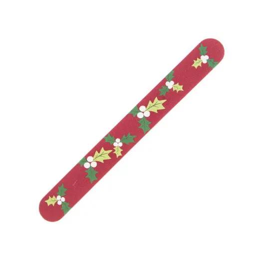 Holiday nail file Fa La La La La foamboard red with holly pattern on Tampa Home & Garden Store