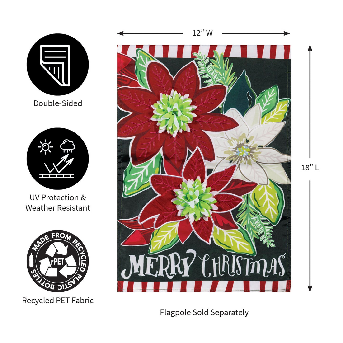 Holiday Poinsettia Applique Garden Flag - Tampa Home & Garden Store