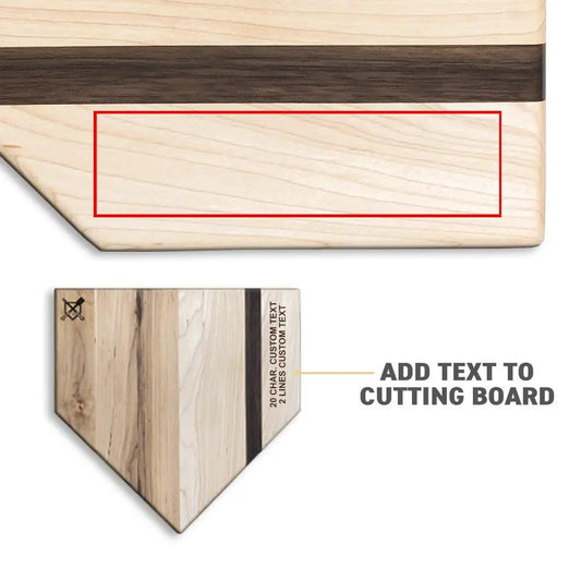 Home Plate Cutting Board with Custom Engraving, natural wood and dark stripe, Baseball BBQ on Tampa Home & Garden Store