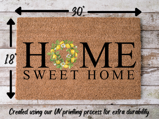 "Home Sweet Home" Doormat Flower Wreath O in Home Sweet Home Doormat - Tampa Home & Garden Store
