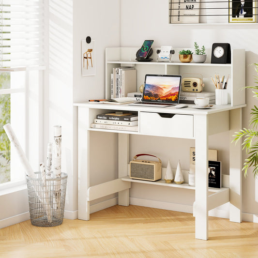 Home Office Computer Desk with Storage Shelves and Drawer Ideal for Working and Studying - Tampa Home & Garden Store