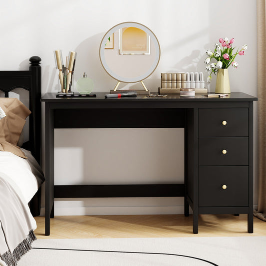 3-Drawer Home Office Study Computer Desk with Spacious Desktop-Black - Tampa Home & Garden Store