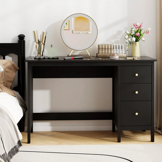 3-Drawer Home Office Study Computer Desk with Spacious Desktop-Black - Tampa Home & Garden Store