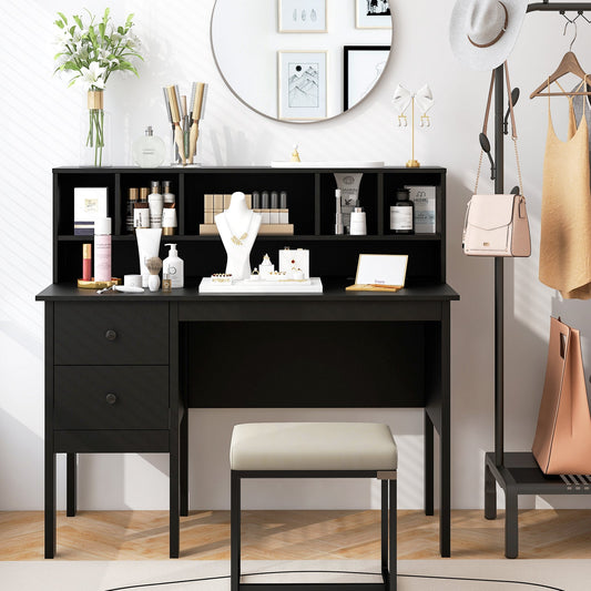 48 Inch Computer Desk with Drawers Power Outlets-Black - Tampa Home & Garden Store