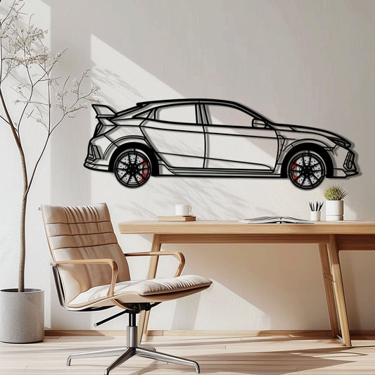 Honda Civic Type R Metal Car Wall Art with Rotating Wheels - JDM Performance Silhouette - Interactive Automotive Wall Decor - KAFMEKA142 - Tampa Home & Garden Store