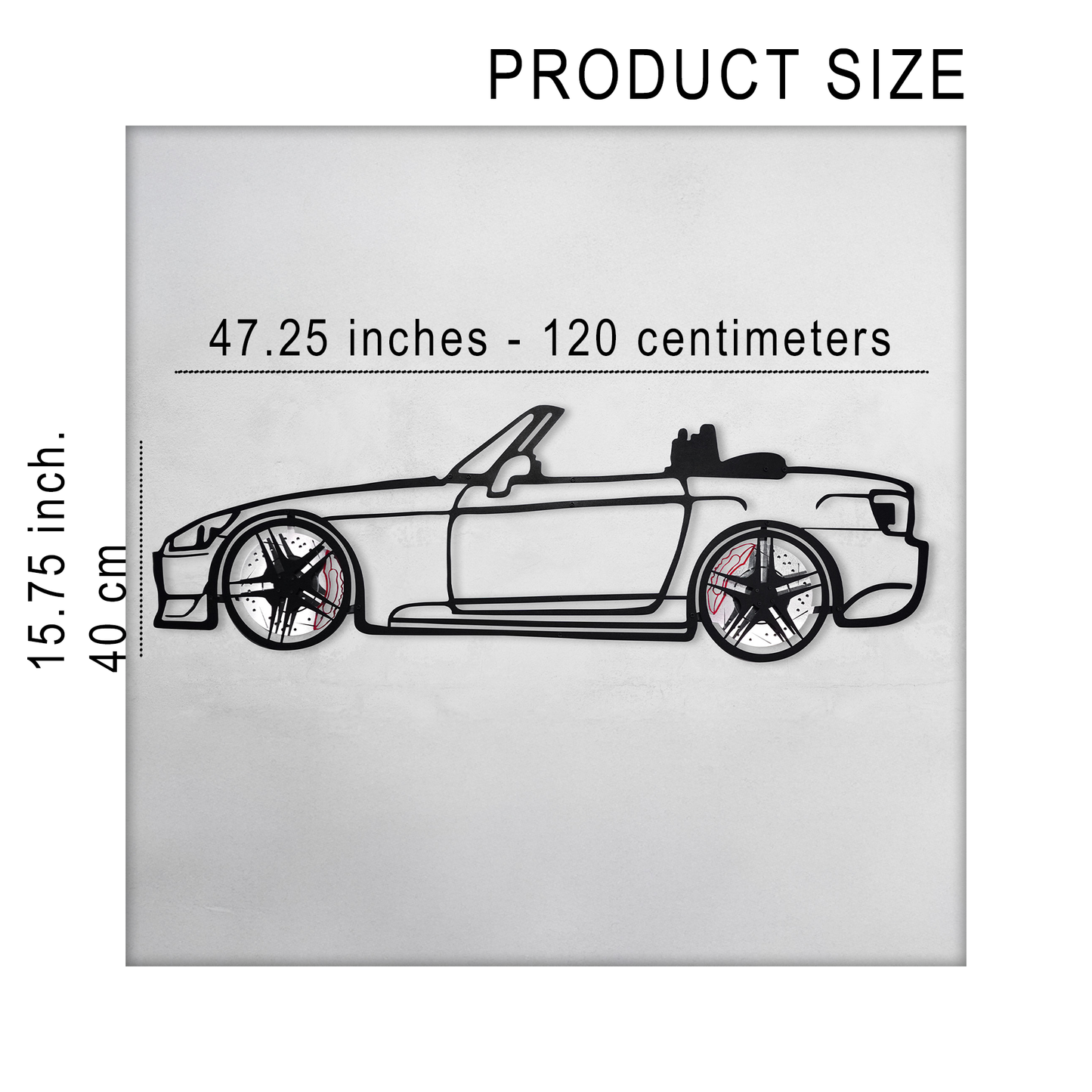 Honda S2000 Wall Art – JDM Steel Silhouette with Spinning Wheels-KAFMEKA029 - Tampa Home & Garden Store