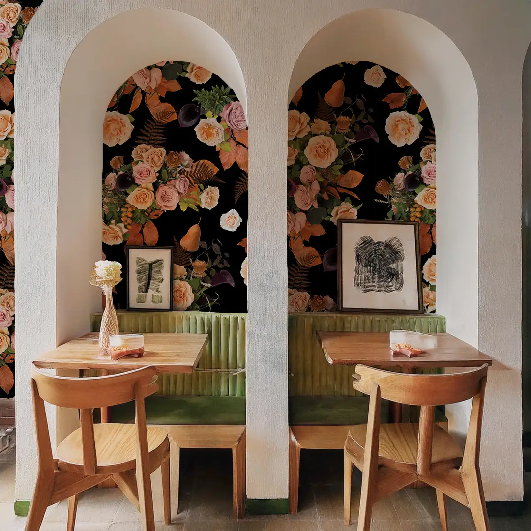 Honey & Poppies Wallpaper, black - Tampa Home & Garden Store