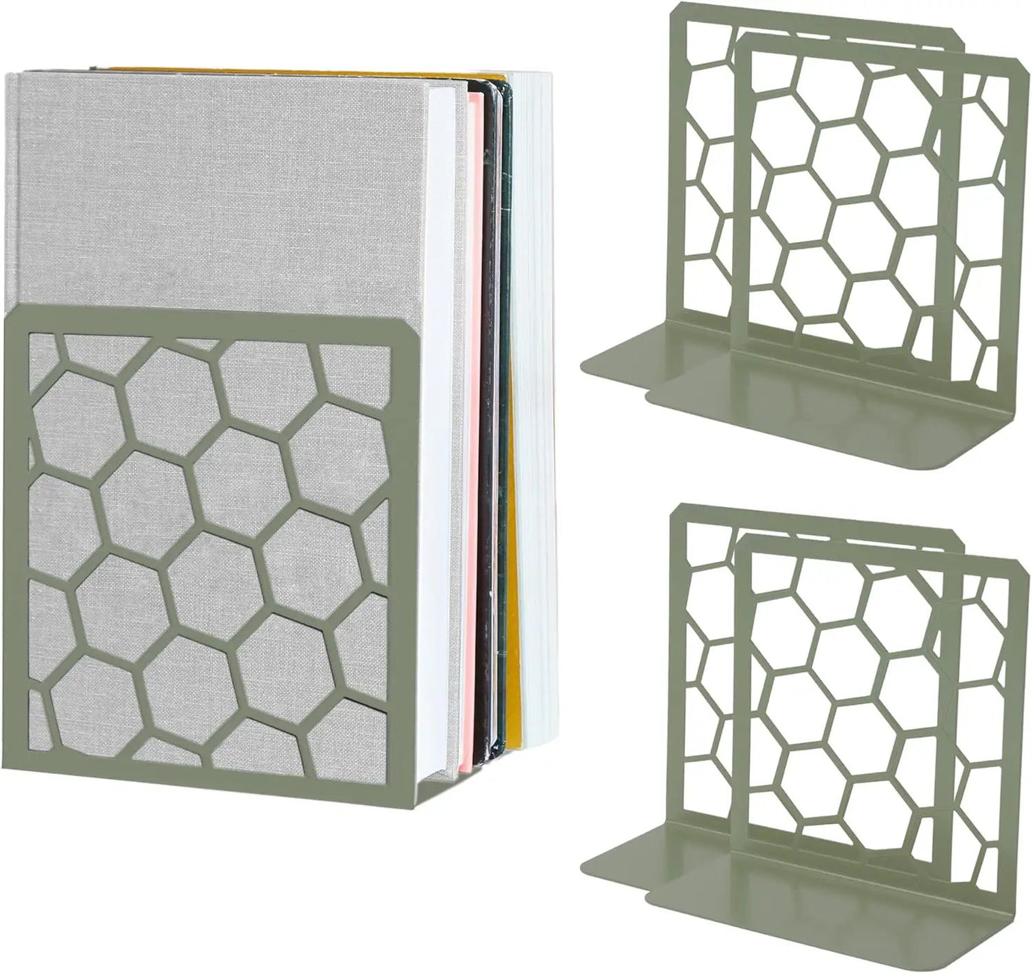 Honeycomb Bookends 2-Pack – Modern Metal Book Ends by Geomod - Tampa Home & Garden Store