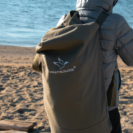 Hoplite Canvas GI Top Load Bag with Large Opening in dark canvas, White Duck Outdoors logo on Tampa Home & Garden Store