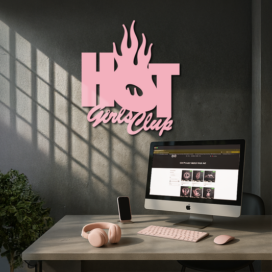 Hot Girls Club Metal Wall Art – Feminine Neon Style Home Decor - KAFGP123 - Tampa Home & Garden Store
