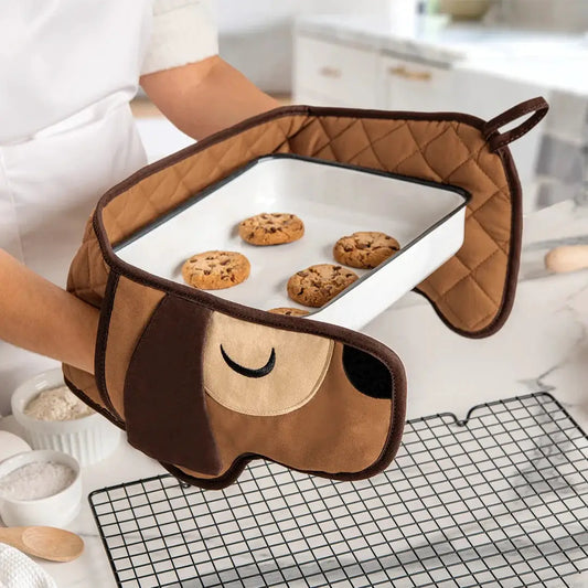 OTOTO DESIGN hot dog oven mitts brown quilted long novelty kitchen accessory on Tampa Home & Garden Store