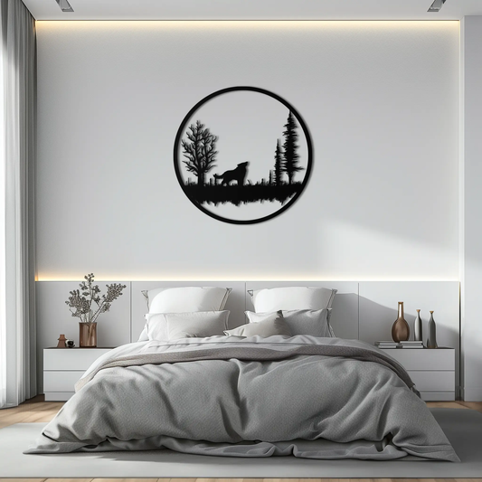 Howling Wolf Metal Wall Art - Rustic Nature-Inspired Steel Decor - KAF092 - Tampa Home & Garden Store