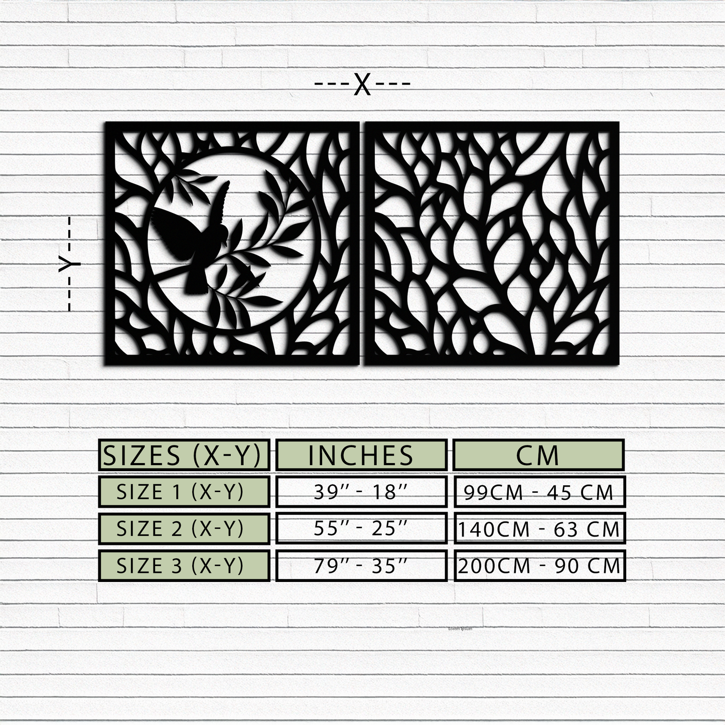 Hummingbird & Leaves Metal Wall Art - Elegant Dual Panel Steel Decor - KAF054 - Tampa Home & Garden Store