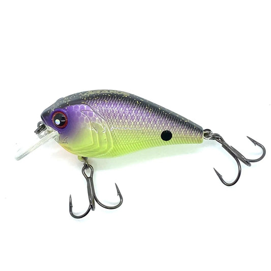 Hunter 1.5 Squarebill crankbait purple head lime body two treble hooks GRANDEBASS on Tampa Home & Garden Store