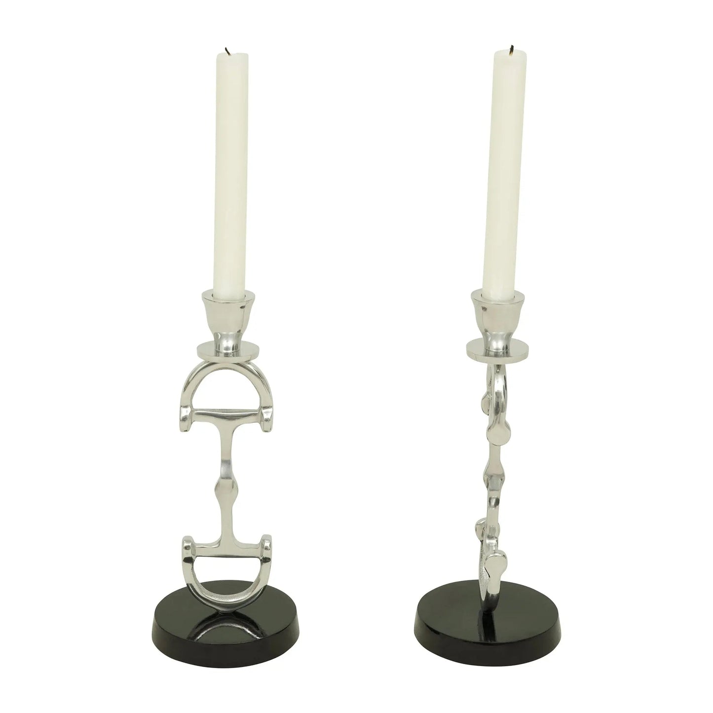 Huntley D Bit Pair of Candlesticks, Pair in Aluminum Silver Finish - Tampa Home & Garden Store