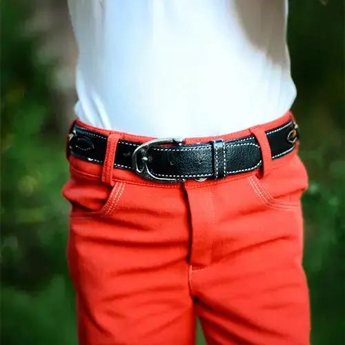 Huntley Equestrian children's black snaffle belt with silver buckle, black leather on Tampa Home & Garden Store