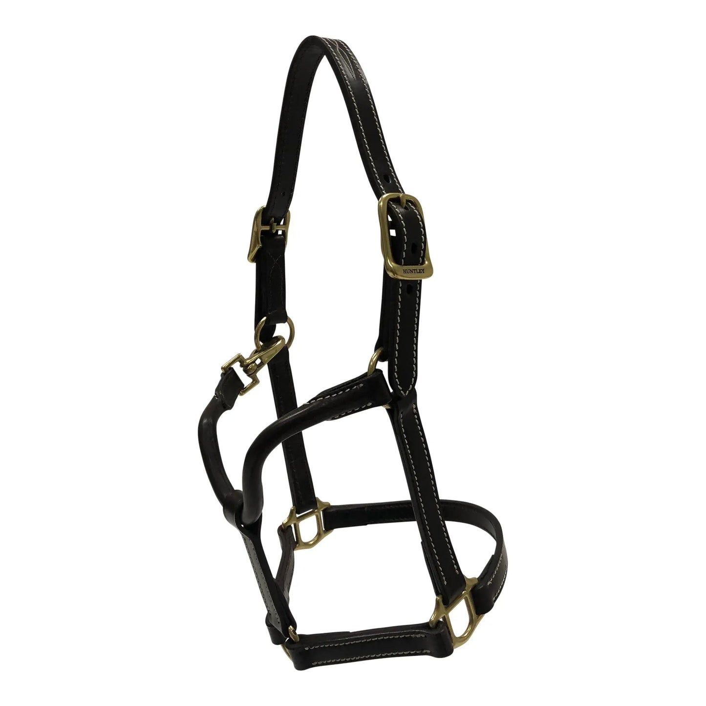 Huntley Equestrian Fancy Stitched Adjustable Premium Leather Pony Halter with Brass Hardware - Tampa Home & Garden Store