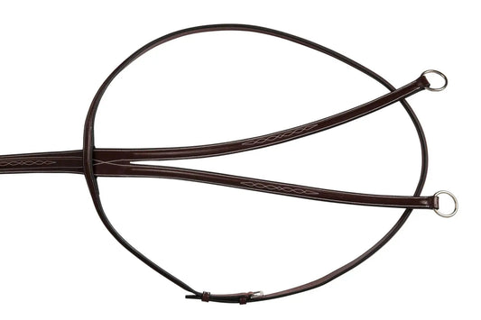 Huntley Sedgwick Cob Running Martingale brown leather with white stitching and metal rings on Tampa Home & Garden Store
