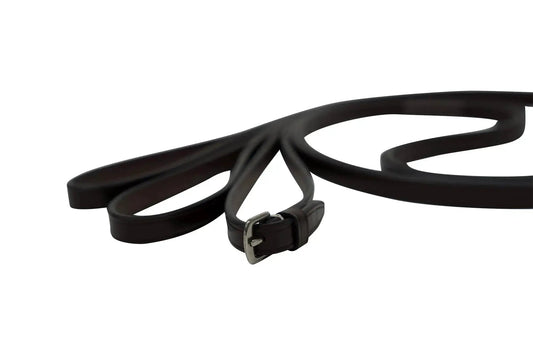 Huntley Sedgwick leather draw reins with loop ends, black leather reins with buckle on Tampa Home & Garden Store