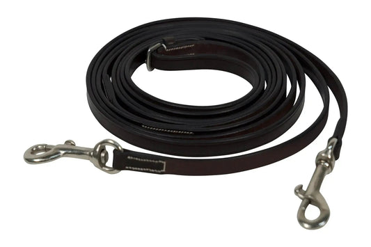 Huntley Sedgwick Leather Draw Reins with Snaps, black leather, metal snap ends on Tampa Home & Garden Store
