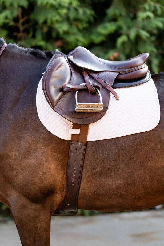 Huntley Equestrian Sedgwick Leather Fancy Stitched Padded Leather Contour Shaped Girth with Double End Elastic - Tampa Home & Garden Store