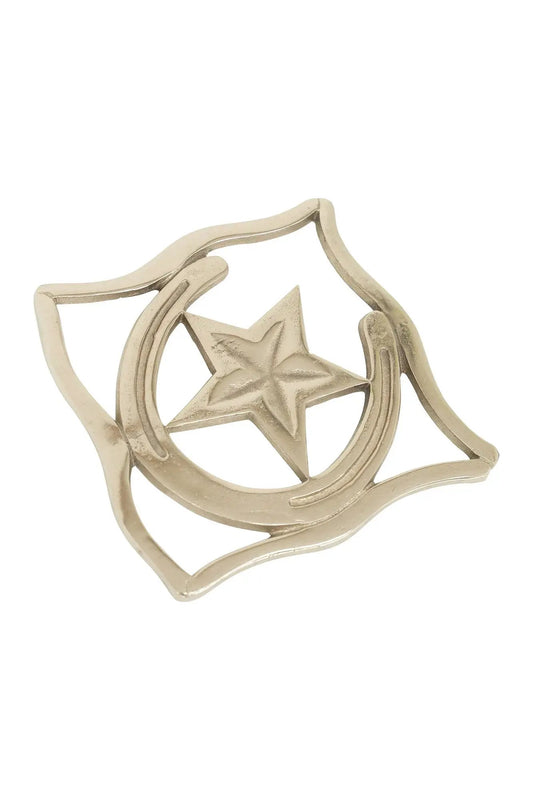 Huntley Equestrian Star Trivet Horseshoe, silver-tone metal with star centerpiece on Tampa Home & Garden Store