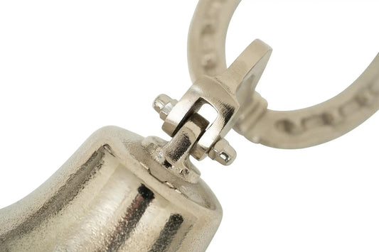Huntley Equestrian wall-mounted horseshoe bell in polished silver metal on Tampa Home & Garden Store