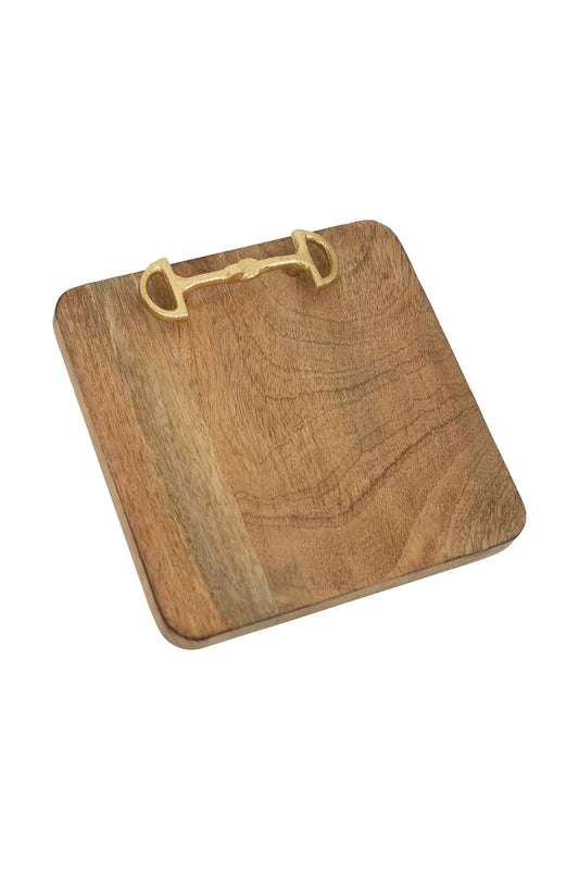 Huntley Equestrian wooden square decorative tray with gold horse-bit accent on Tampa Home & Garden Store
